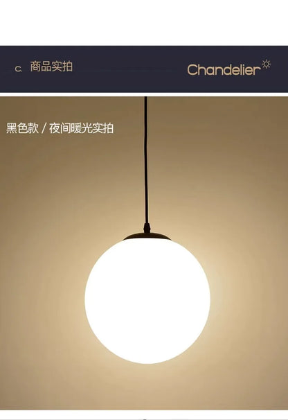 Black White Golden Ball Chandelier Lights Glass Frosted Lampshade Restaurant Bar Kitchen Hanging Lamps G9 E27 Indoor Lighting