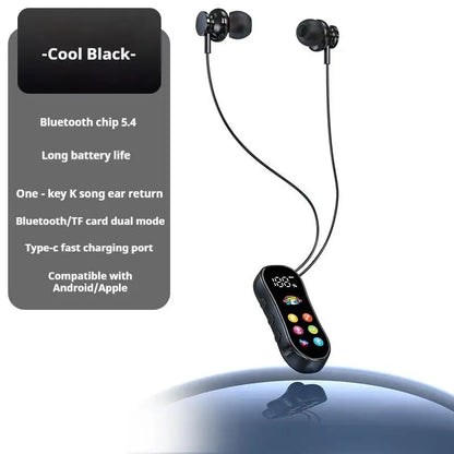 Lavalier HD Screen Bluetooth Headphones 30H Play Surround Sound Headsets Noise Reduction Wireless Earphones Handsfree In HD Mic