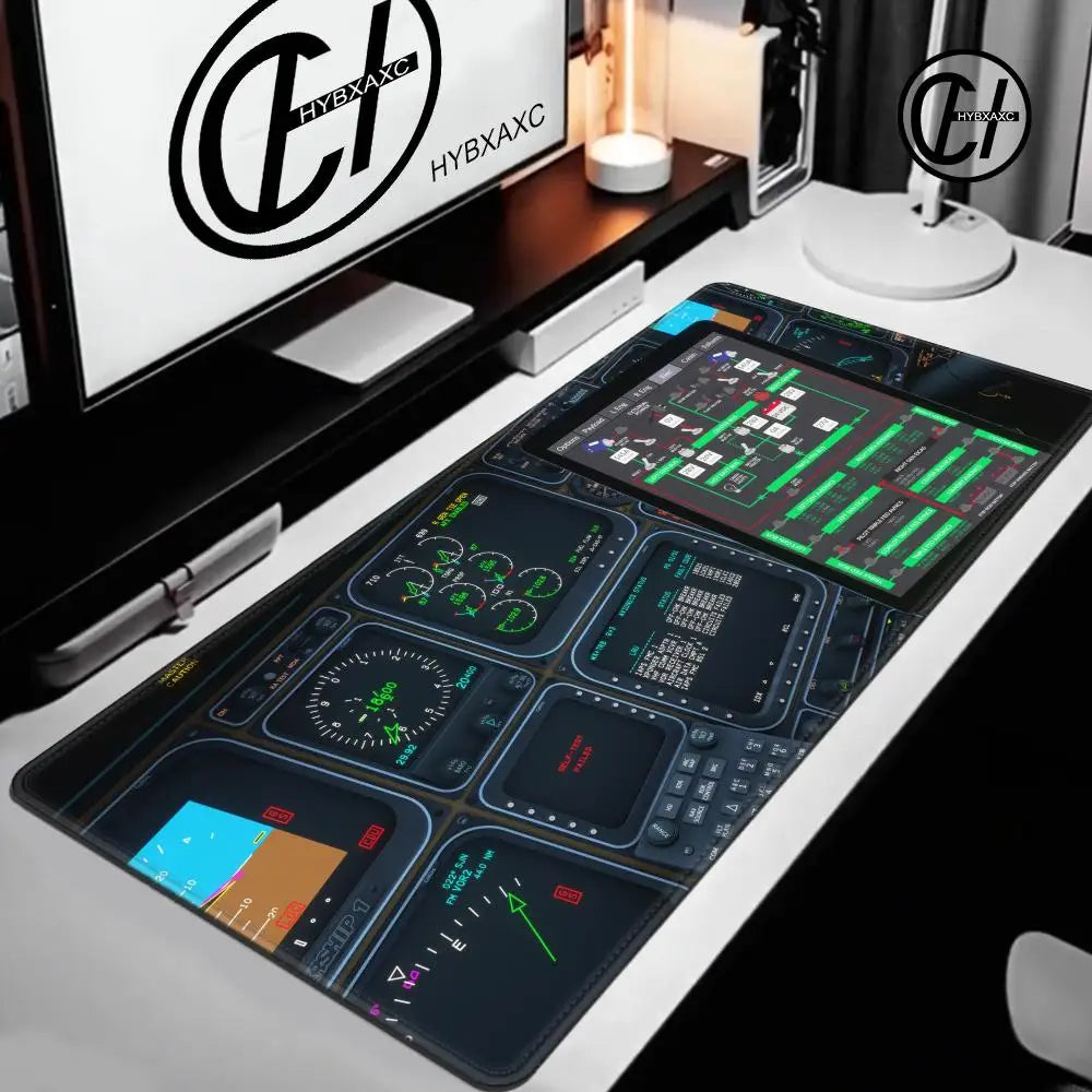 Plane Instrument Panel Mousepad HD Airplane Speedometer Mouse Pads XXL Non-slip Rubber Desk Mat Pc Gamer Deskmat Cockpit Playmat