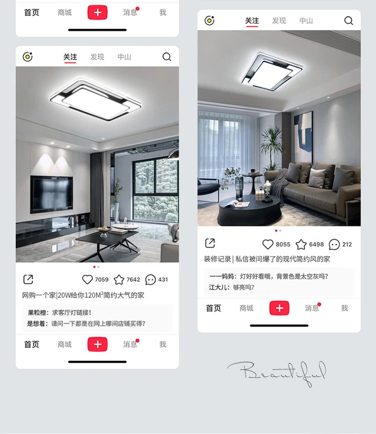 Living Room LED Ceiling Lamp Modern Simple Bedroom Room Dining Light Nordic Lustre Home Decoration Interior Lighting Chandelier