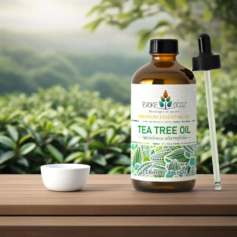 EVOKE OCCU Tea tree Essential Oils, 118ML/4 Fl.Oz. Premium Plant Oil for Hair&Nail Care Diffuser Soap Making, Add to Shampoo