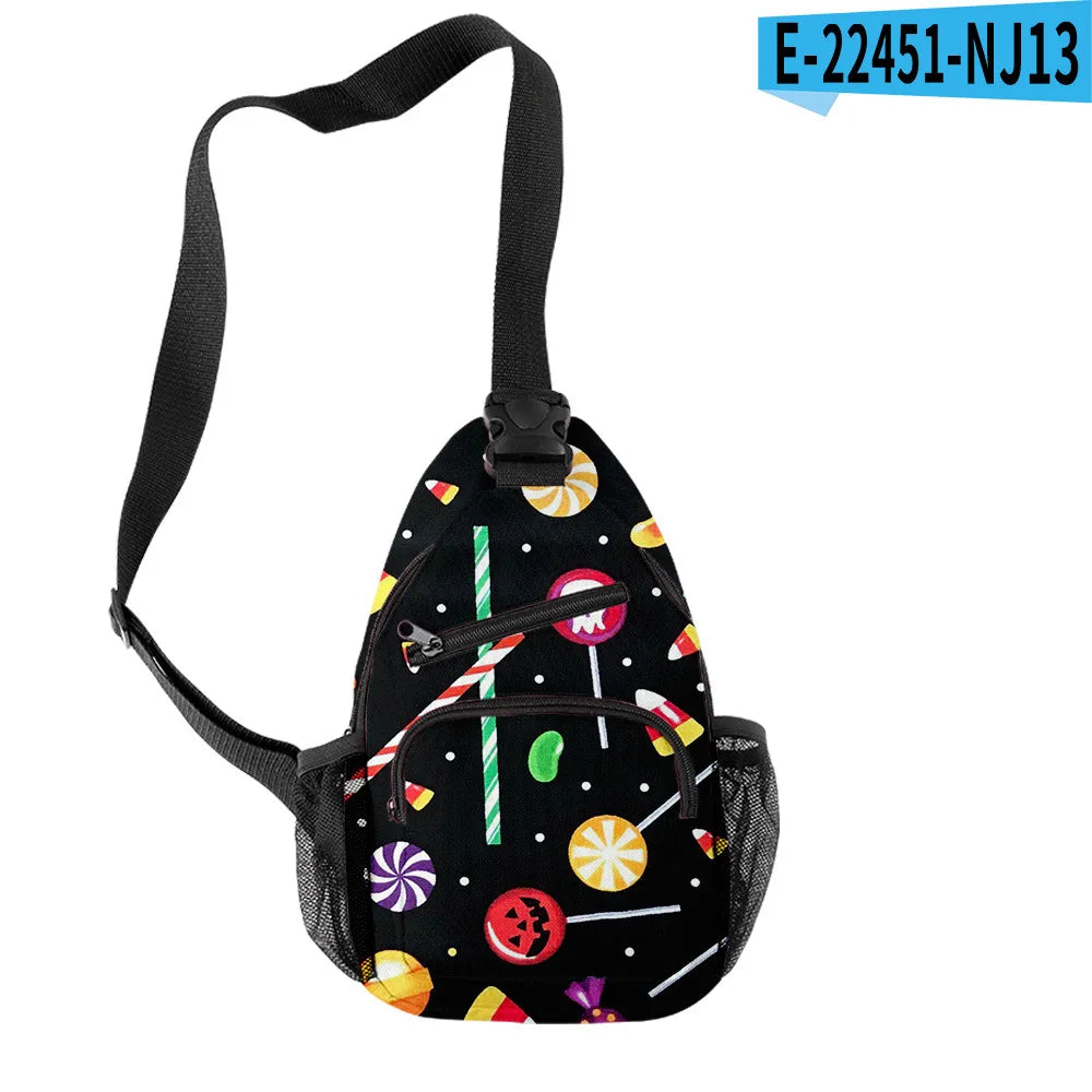 Fashion Youthful Halloween Skeleton Boys/Girls 3D Printed Chest Bags Oxford Waterproof Sports Crossbody Travel Bag Shoulder Bags