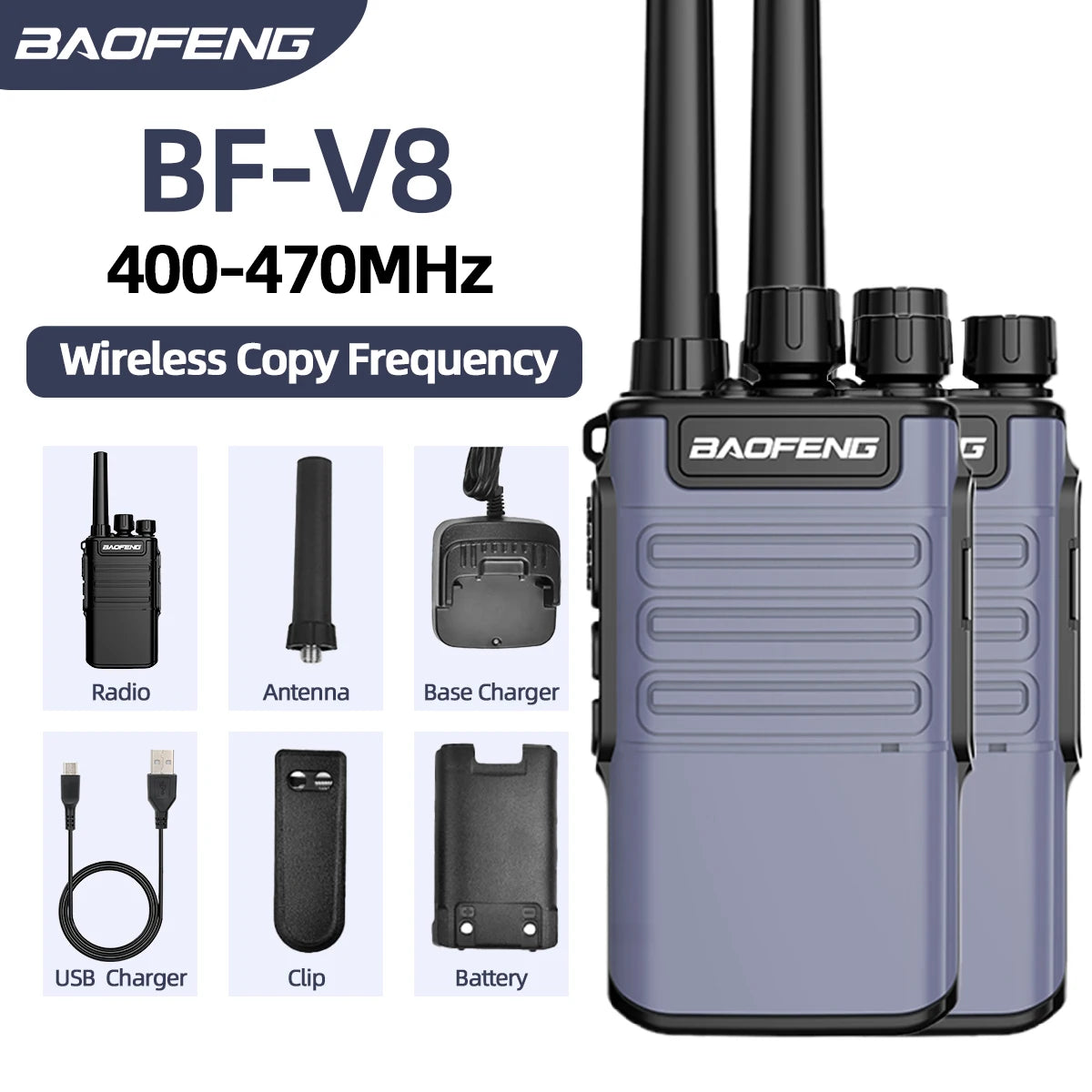Baofeng Mini Walkie Talkie Handheld BF-V8 BFV8 Gray Green Orange Intercom UHF HF Transceiver Walkie Talkie 10 KM