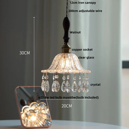 IWHD Knob Switch LED Pendant Lamp Bedroom Restaurant Cafe Luxury Crystal Glass Nordic Modern Interior Home Decor Hanging Lights
