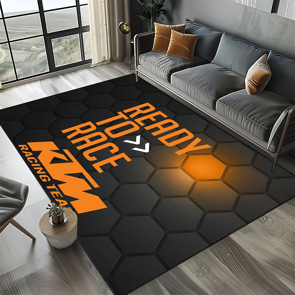 Racing Car K-KTM Motorcycle Carpet Rug for Living Room Bedroom Home Sofa Decoration,Kids Play Area Rug Non-slip Floor Mat Gift