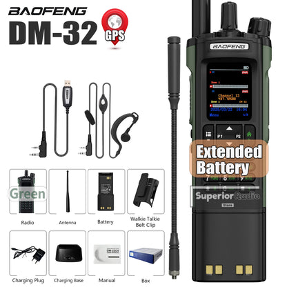 Baofeng DM-32 DMR Digital Walkie Talkie Upgraded Extended Battery High Capacity GPS APRS Dual Mode Analog Dual Time Slot  AM FM