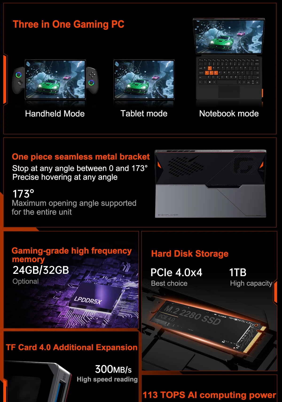 OneXplayer X2 3-in-1 Gaming Laptop Intel Arc G3 Extreme 48GB+1TB 10.9 Inches LTPS 120Hz Gaming PC Handheld Console Tablet 65Wh