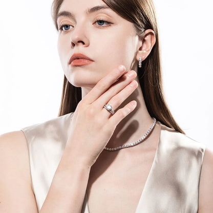3CT Moissanite Bridal Rings Set with Certificate D Color Diamond Engagement Ring 925 Sterling Silver Wedding Band for Women