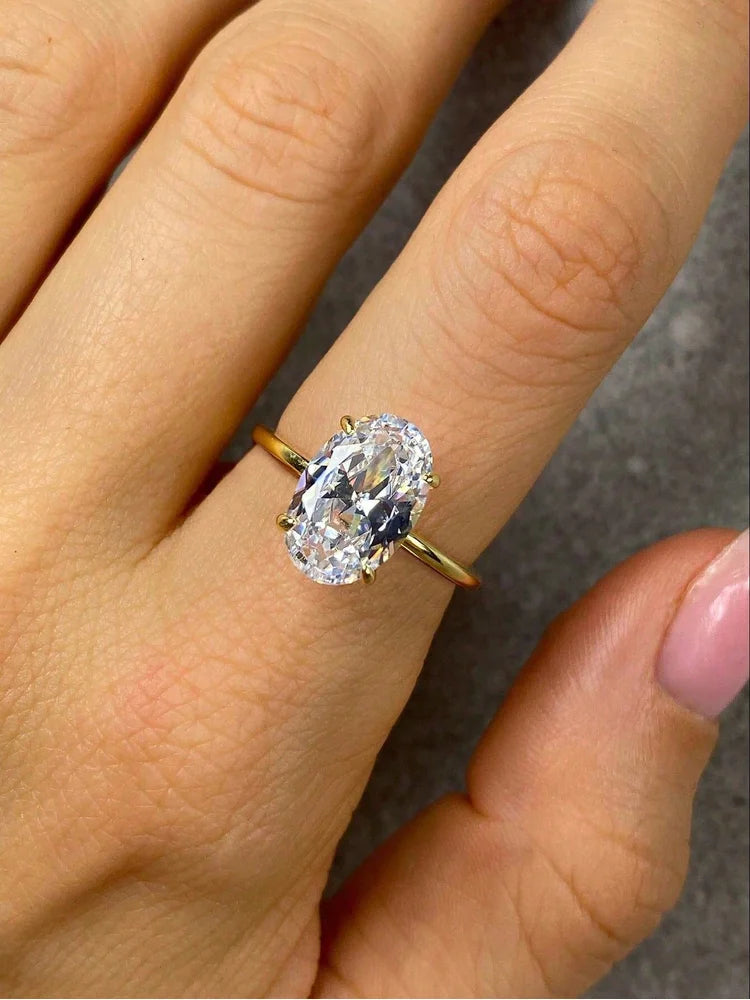 925 Sterling Silve Gorgeous Shiny 1-8CT Zircon Oval Stone Ring For Women Engagement Wedding Luxury High Quality Fine Jewelry