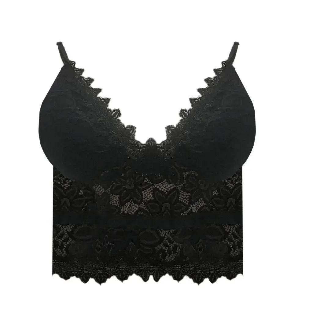 Floral Bralette Lace Bras Push Up for Women Sexy Lingerie Corset Camis Vest Underwear Wire Free Sheer Summer Crop Top Lingerie