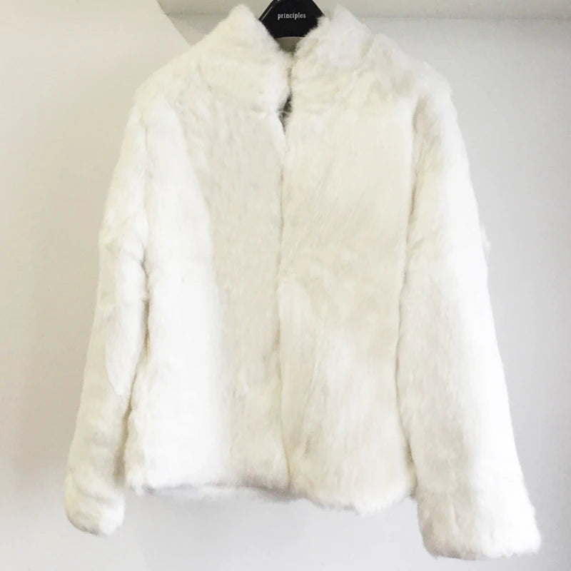 2024 Natural Rabbit Fur Coat Women Winter Jacket Real leather and fur promotion clothing Female On Offer