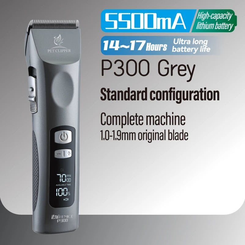 Fenice Cordless Rechargeable Pet Clipper Low Noise Professional Pet Hair Cutting Machine Grooming Trimmer Shaver Kit for Animals