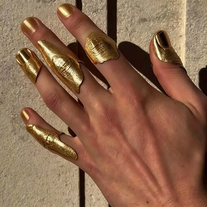 Fashion Metal Irregular Texture Finger Rings for Men Women Punk Hip Hop Gold Silver Color Geometric Knuckle Ring Jewelry Gifts