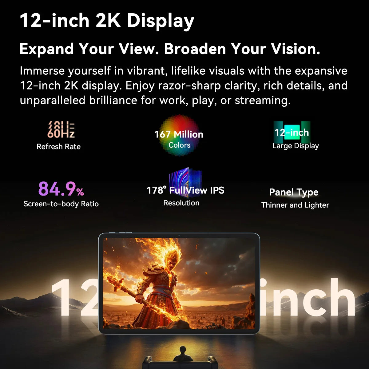 Blackview MEGA 2 Tablet PC Set With Keyboard, Mouse, Stylus, 12'' 2K Display 12GB+24GB RAM 256GB ROM, Android 15 Tablet, 9000mAh