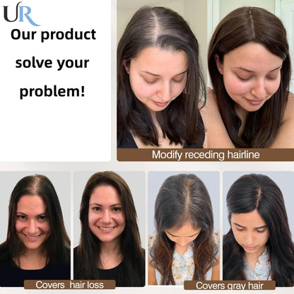 Lace Front Topper For Women Human Hair With Pre-Cut Bangs & Middle Part | 10x12cm 12inch Easy To Wear Wig