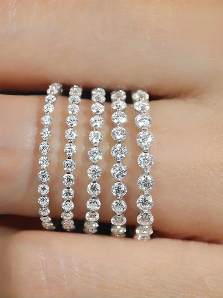 925 Sterling Silver Simplicity Classic Zircon Bead Ring For Women Engagement Wedding Luxury Fashion High Quality Fine Jewelry