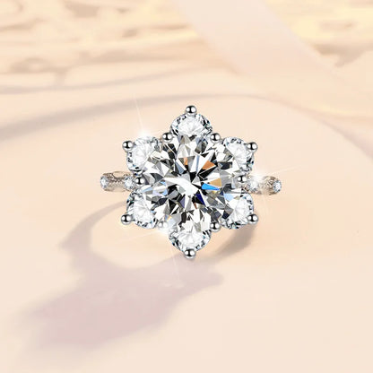 5Ct Moissanite Women's Ring PT950 Platinum Snowflake Crown Design Premium Texture Royal Style for High-End Galas
