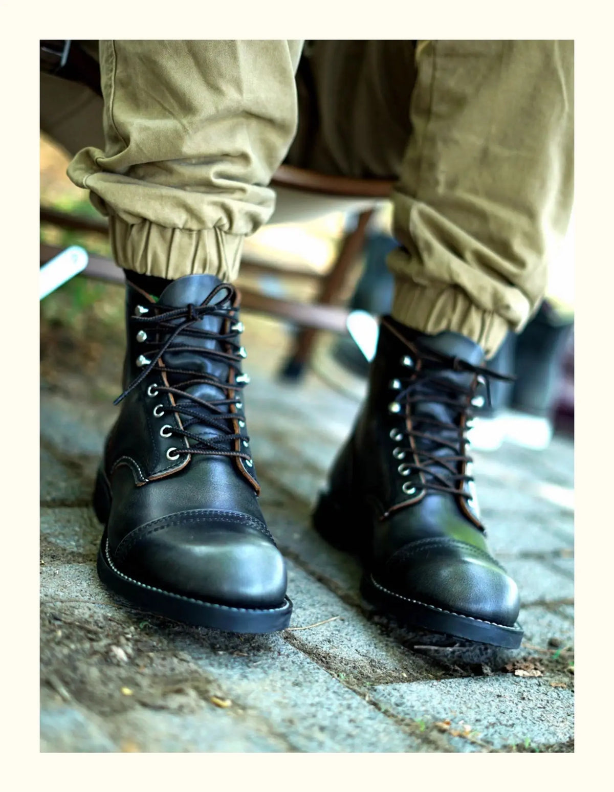 New Men's Cowhide Goodyear Welted Work Boots Durable