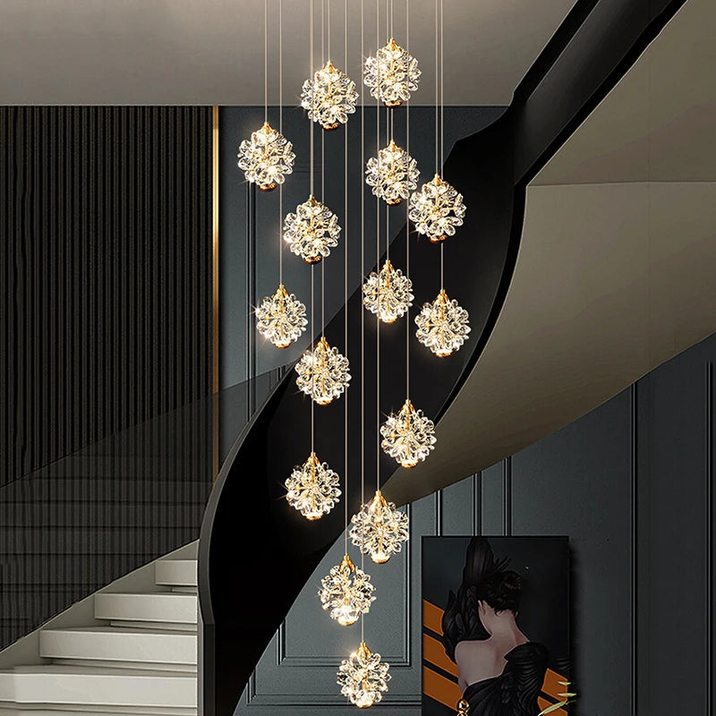 Modern Crystal stair chandelier lights indoor lighting Ceiling lamp hanging light led Chandeliers for living room indoor lightin