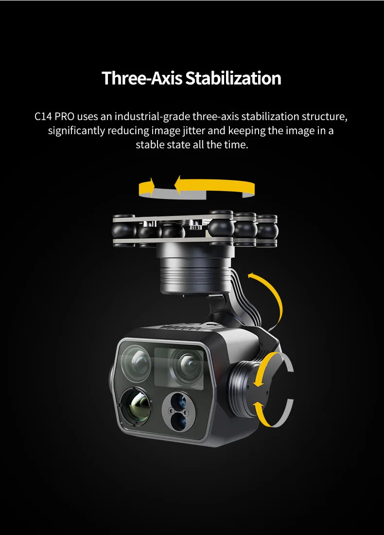 Skydroid C14Pro Four-Light Pod, Three-Axis Stabilization, AI Tracking, Power Inspection and Security Drone Gimbal Camera