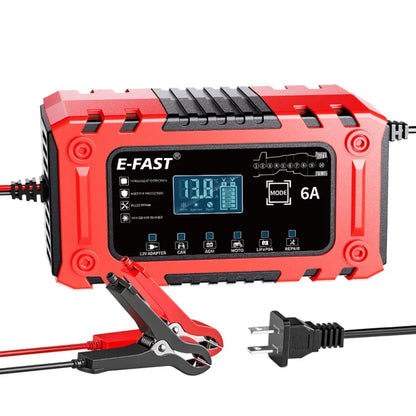 Smart 12V 6A Battery Charger For AGM LiFePO4 Cars Motorcycles Lawn Mowers