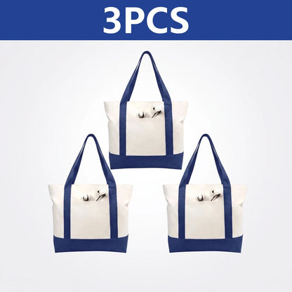 1/3/6PCS Heavy Duty Canvas Tote Bag with Front Pocket Blank DIY Reusable Grocery Shoulder Bag for Women Office School Beach