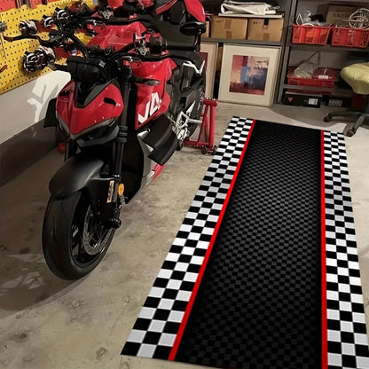 VIKAMA Racing Track Rug Low-Maintenance, Non-Slip Entrance Hall Doormat Motorcycle Parking Rug Home Interior Decoration