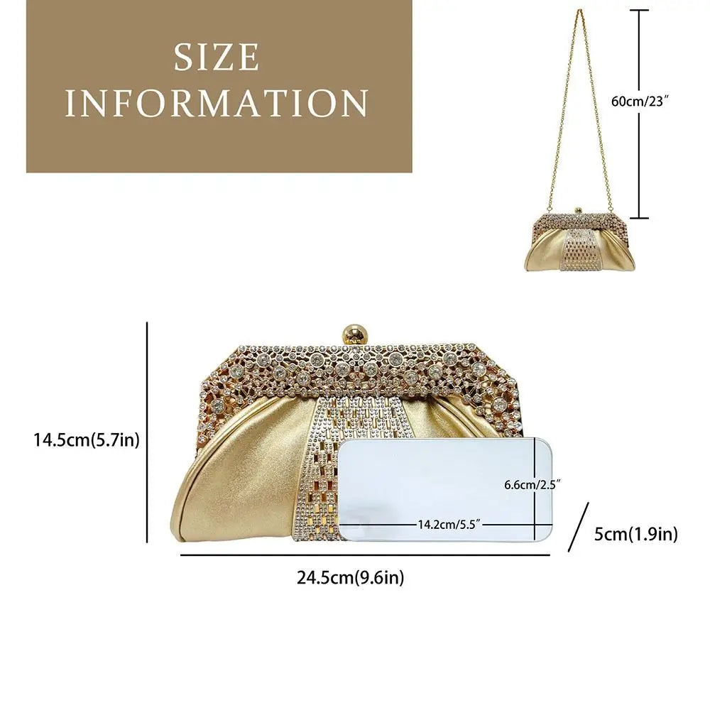 Fashionable Diamond Embedded Evening Dress Handbag Elegant Large Capacity Clutch Bag Tote Bag for Ladies Party And Banquet