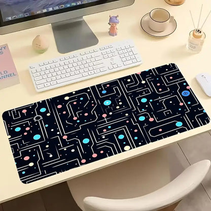 Colorful Tech Circuit Extended Gaming Mouse Pad Non Slip Desk Surface Neon Chip Mainboard Electronic Art Print For Gaming