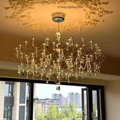 New Stainless Steel Crystal Ceiling Chandelier LED Lamps Living Room Personalized Firefly Shape Restaurant Villa Lights