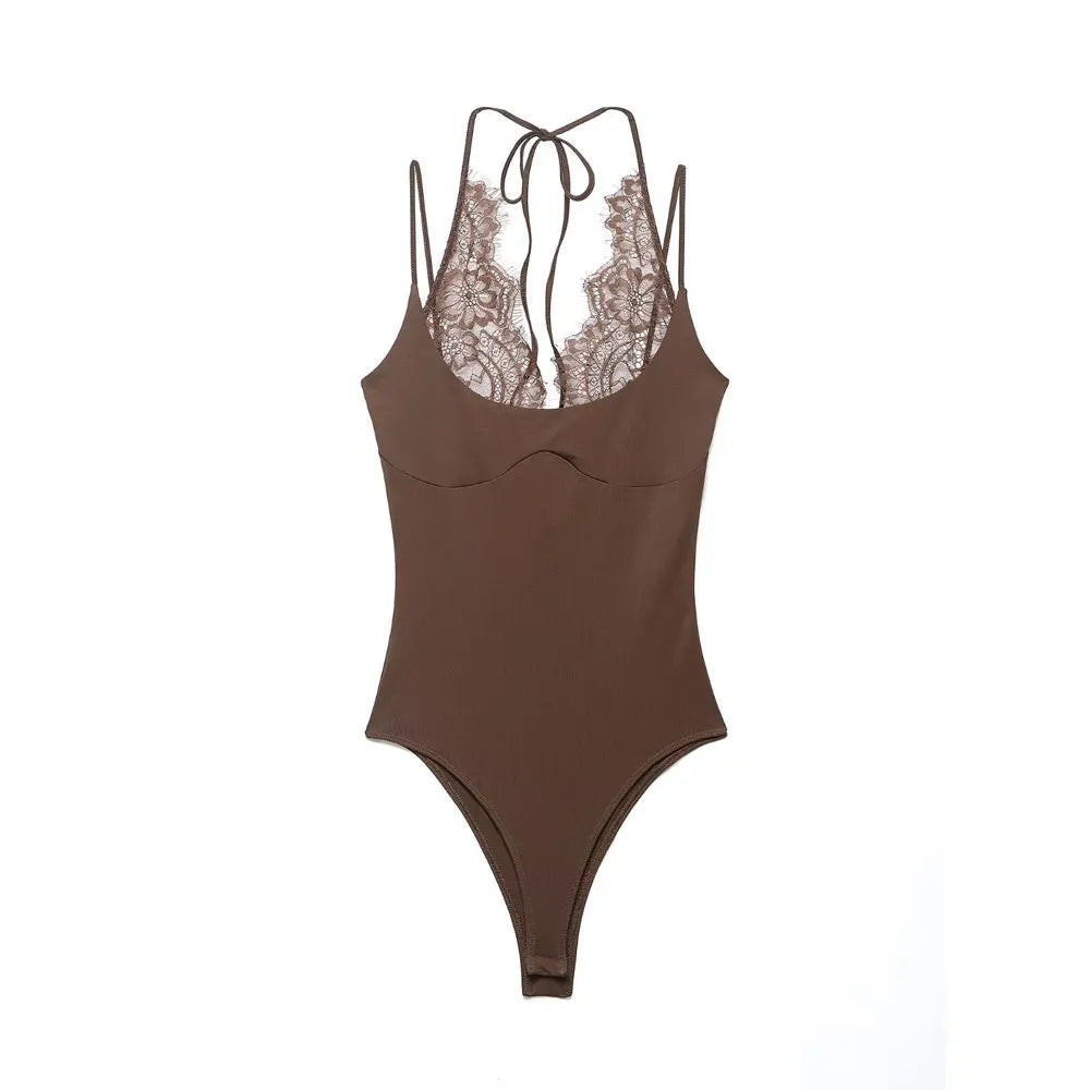 HH Women Sexy Lace Bodysuits Fashion Spaghetti Strap Sleeveless Backless 2026 Summer Bodysuit Beach Party Casual Rompers