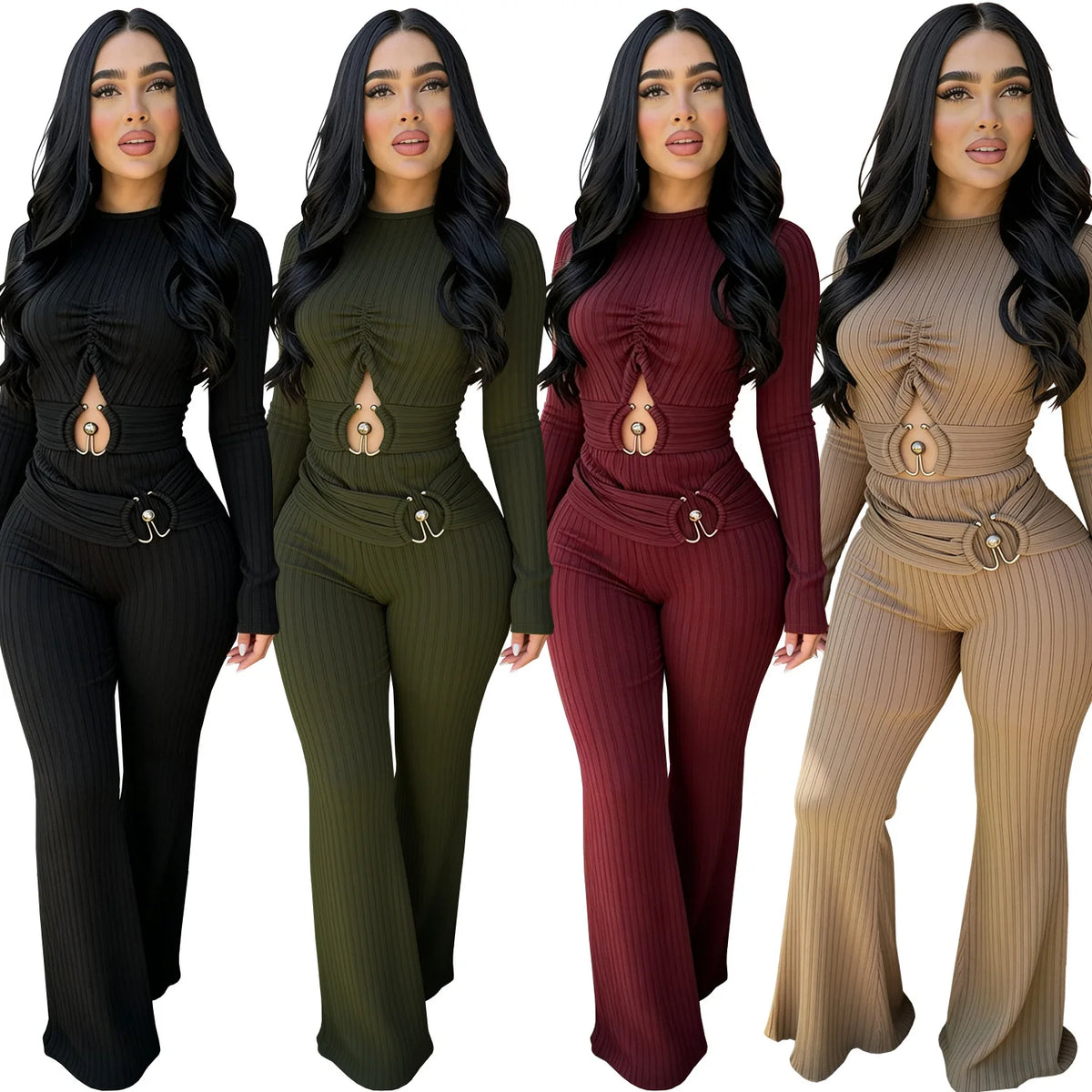 Solid Women Jumpsuits For Spring Autumn Long Sleeve O-Neck Loose Fashion Streetwear Hollowed Out Overalls Pants Trousers 2026