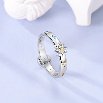 LAZA 925 Sterling Silver Colorful Rings Sparking Zirconium Bowknot Moon Sun Original Ring For Women Anniversary Wedding Gifts