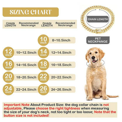Cuban Dog Chain, Alloy Pet Dog Collar, Gold Necklace for Small to Large Dogs CEO BOSS Luxury Pendant Jewelry Accessory 2026 NEW