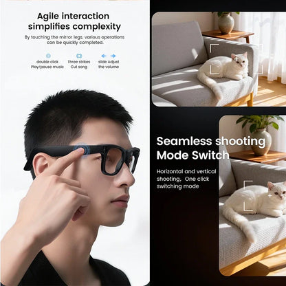 Smart Adjustable Color AI Glasses 800W Video Shooting 32G Memory Bluetooth Call Music Function for Video Shooting And Photograph