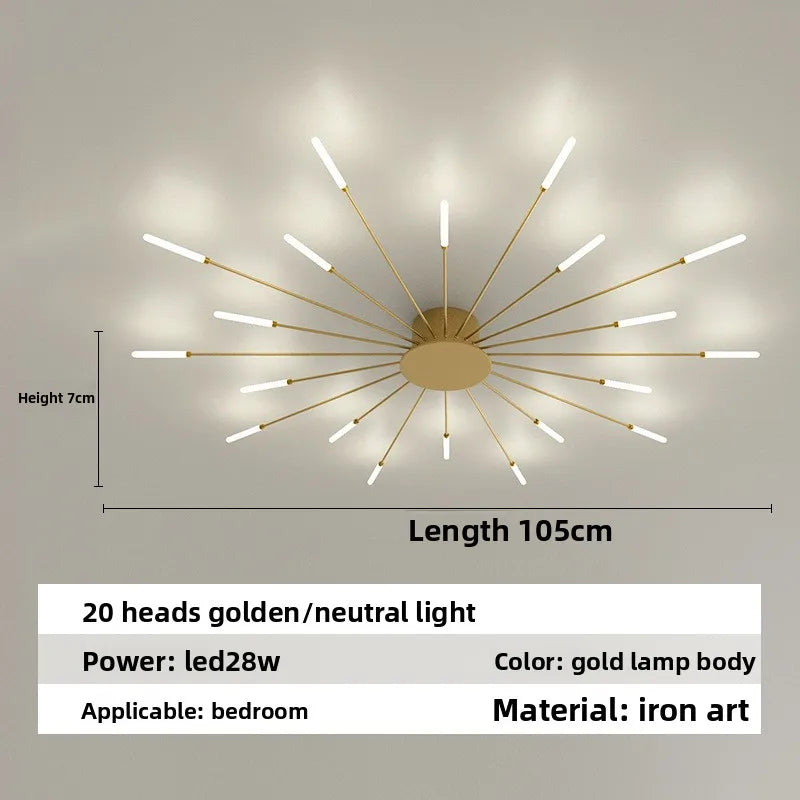 Minimalist LED Ceiling Lamp, Elegant Swirl Firework Design for Living Room, Bedroom, Dining Room