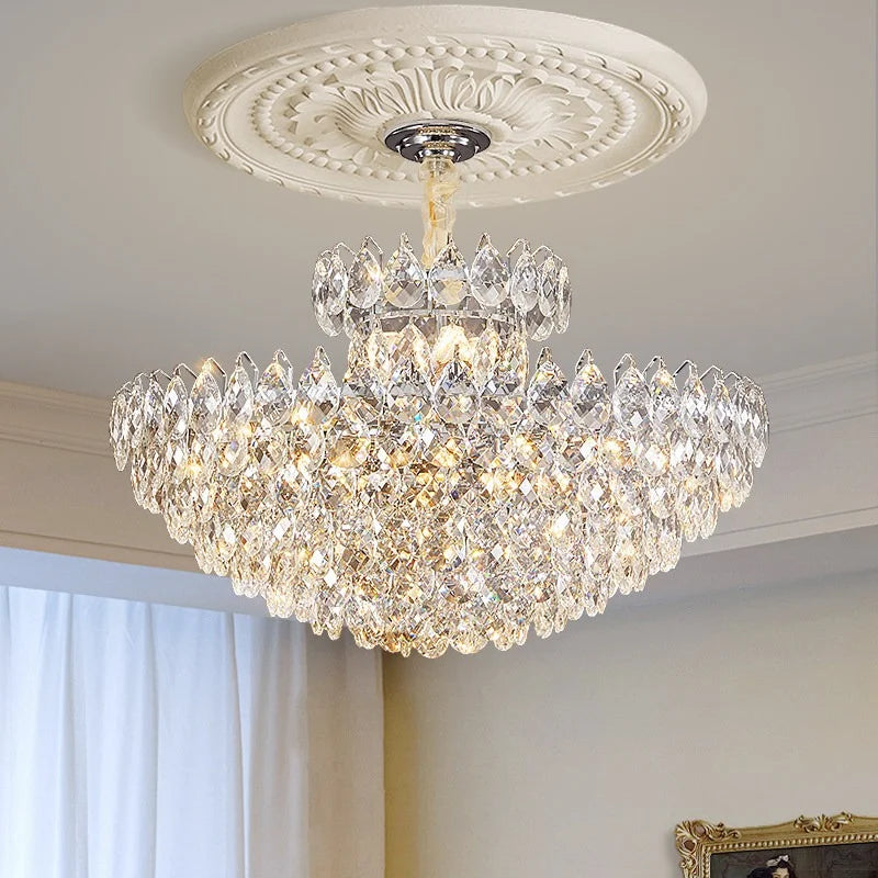 New Ceiling Lamp Villa Living Room Lamp - Multi-Story Void Floor-To-Ceiling French Light Luxury Minimalist Crystal Pendant Lamp