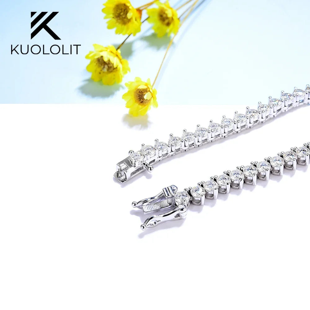 Kuololit Moissanite Tennis Necklace for Women Sterling 925 Silver D/VVS Moissanite with Certification 3 Prong Necklace for Party