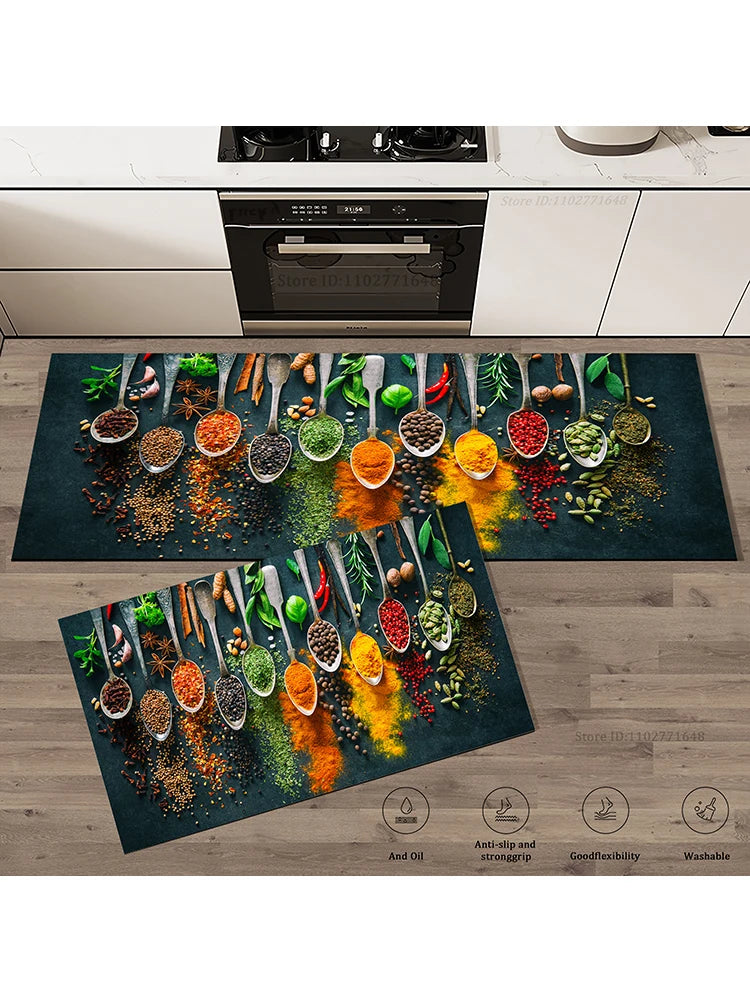Grains Pattern Absorbent Non-Slip Kitchen Mat Anti-Fatigue for Comfort Doormat Rug Washable Modern Entrance Carpet Large Mats