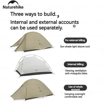 Naturehike Cloud Up Pro Tent Ultralight 1.36kg 1-2 Person 20D Waterproof Three Seasons for Camping Outdoor Hiking Backpack Tent