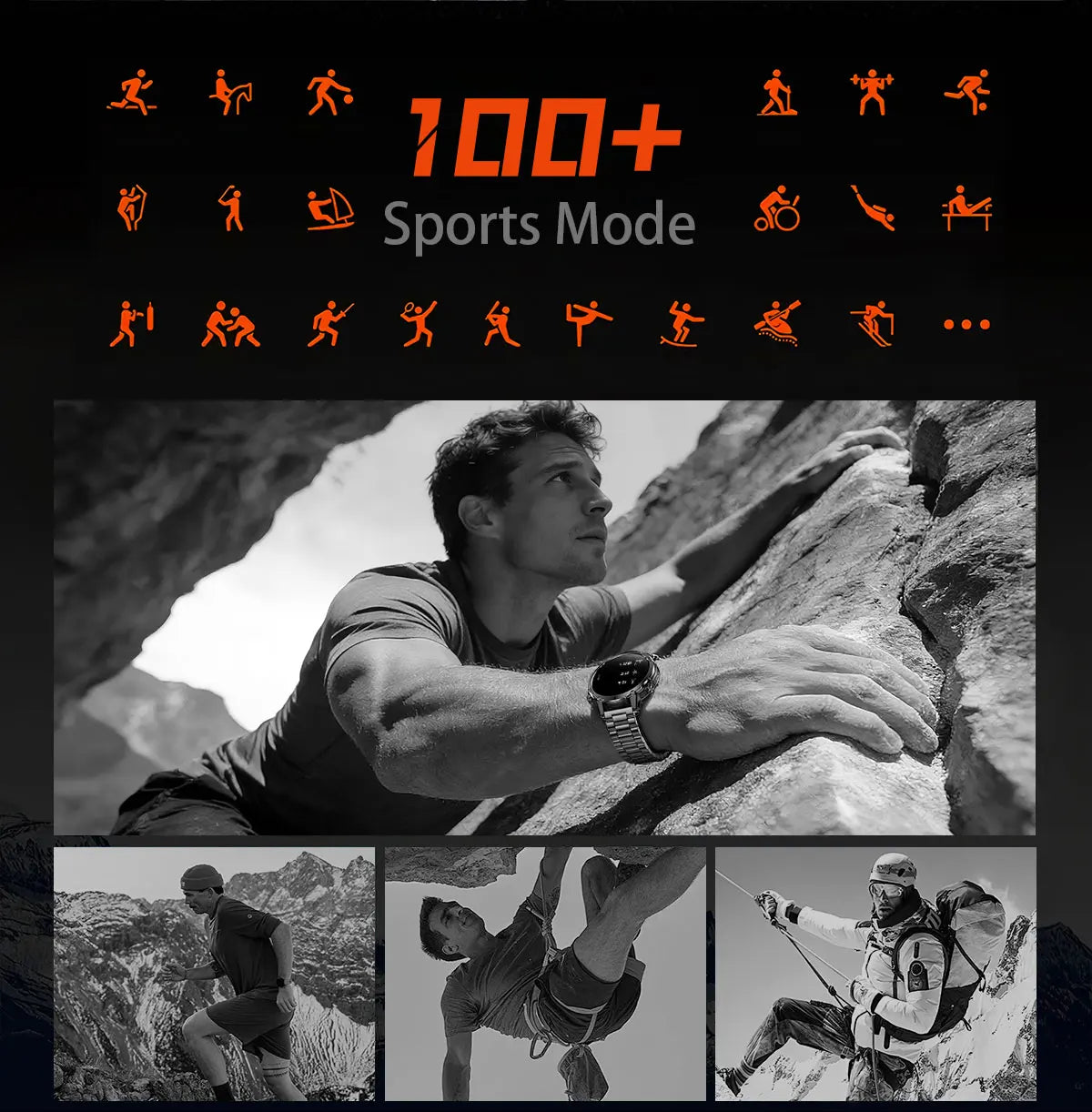 Brand+1400mAh Big Battery Smartwatch Men 1.7" AMOLED 200-Day Standby Swim Diving Waterproof GPS Military Tactical SOS 100 Sports