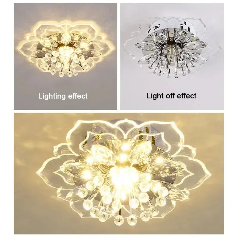 LED Lotus Glass Corridor Ceiling Lights porch Hallway Plastic Leaves Ceiling Lamps Living Room Balcony Ceiling fixtures