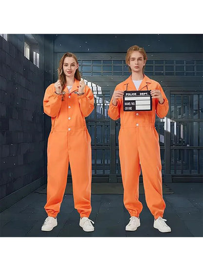 Adult Halloween Orange Prison jumpsuit costume long sleeved party cosplay prison costume men's and women's clothing