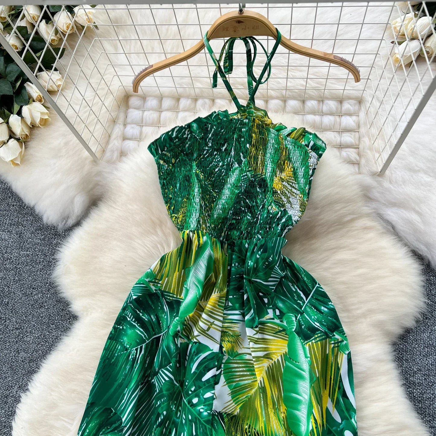 2024 New Summer Sexy Bohemian Leaf Print Jumpsuits Women Sleeveless Sexy Long Jumpsuit Mujer Casual Holiday Beach Rompers