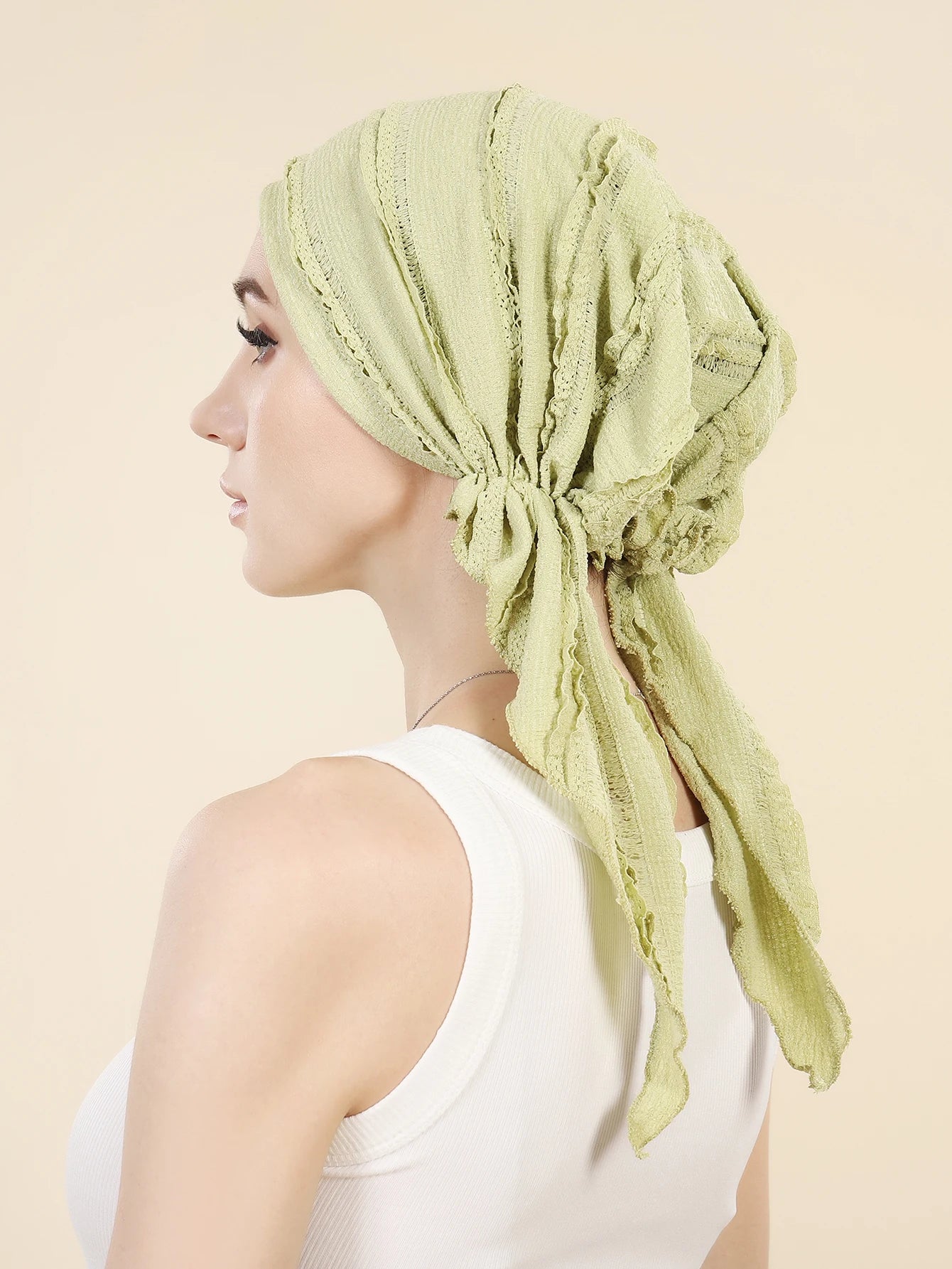 Ramadan Solid Color Turban Hijab Hats Long Tail Head Wraps Soft Elastic Muslim Hats Breathable Chemo Cap For Women Girls