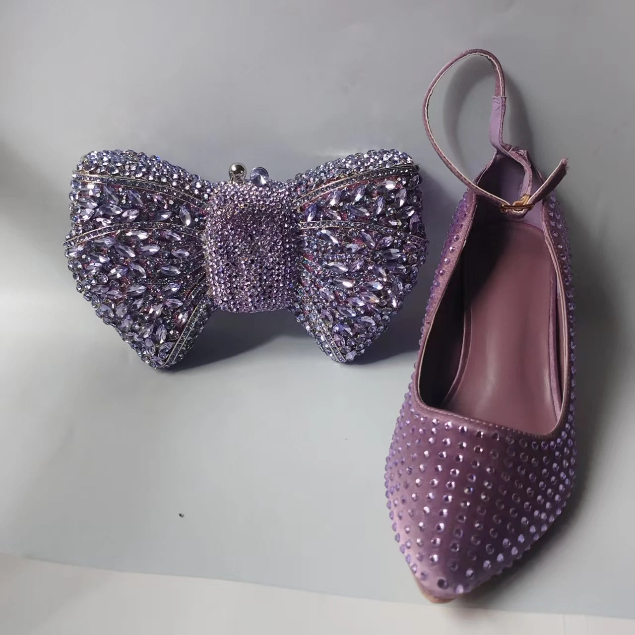 INSIGHTLINK Lady Stones Shoes and Bag Sets for Evening Purses Party Rhinestone Luxury Heels Sandals Set for Party Elegant Pumps