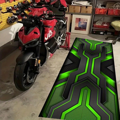 VIKAMA Simple Motorcycle Mat Non-Slip Easy Clean Garage Carpet Motorcycle Display Mat for Male Bedroom Dorm Home Decor