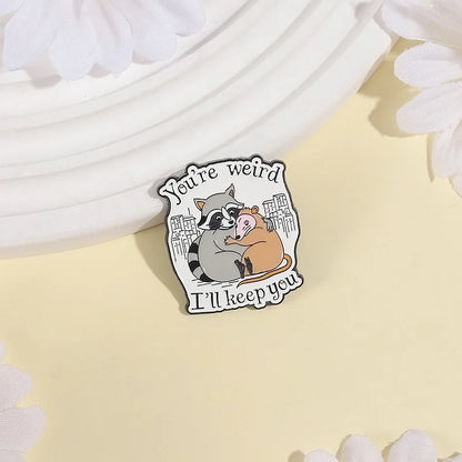 Cartoon Cute Dog Raccoon Rabbit Brooch Enamel Pins Creative Animal Quotes Brooch Lapel Badge Backpack Accessories Jewelry Gift