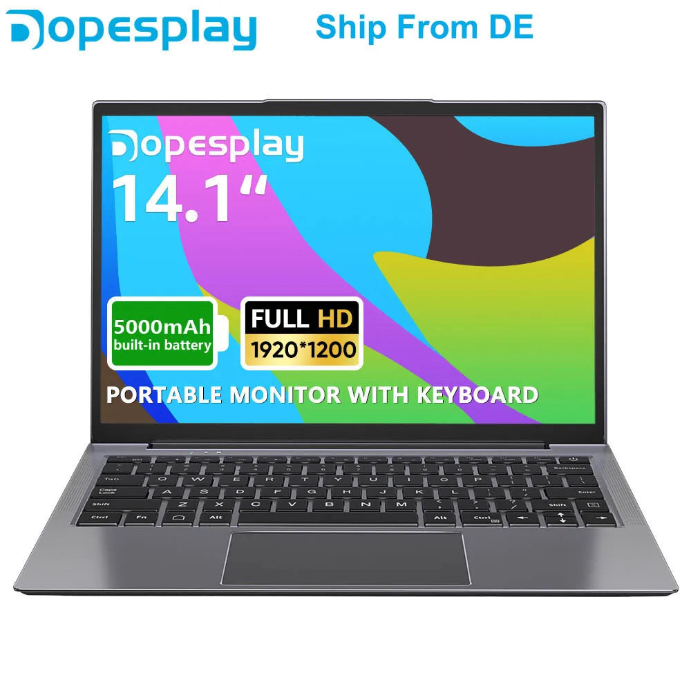 Dopesplay 14.1inch Lapdock Monitor for Samsung DeX Mini PC Keyboard Portable Screen Extender For S24 Z Fold 6 Note 20 Steam Deck