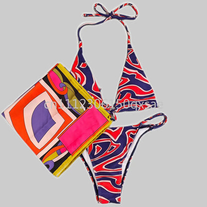 Classic Design Women's Headband Swimsuits with Letter Signature Logo Designer Brand Lady Sexy Scarf Swimsuits Beachwear